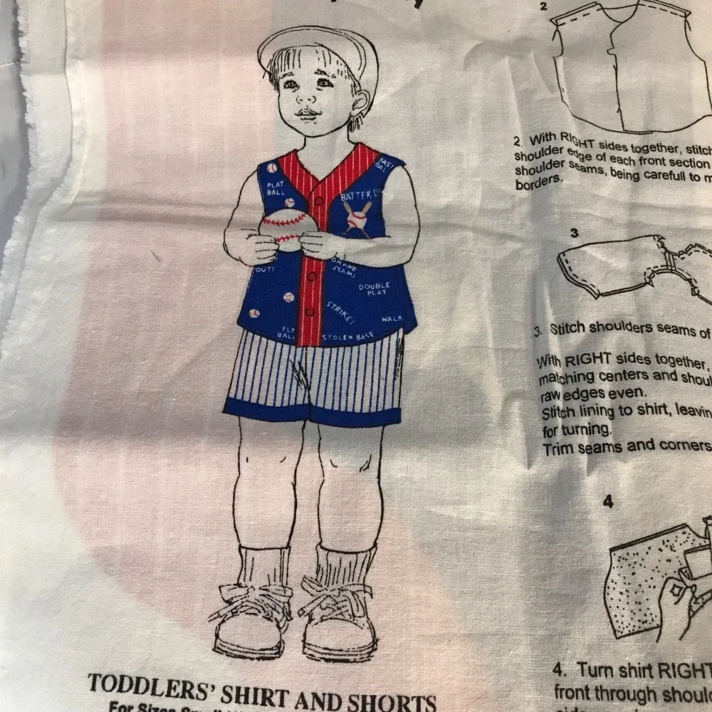 Toddlers Shirt and Shorts Sewing Pattern Simplicity Small‎ Medium Large Baseball